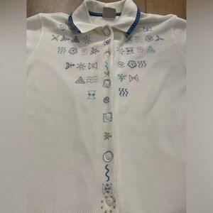Koret City Blues Embroidered Waffle Fabric Short Sleeve 80s Button Up Shirt